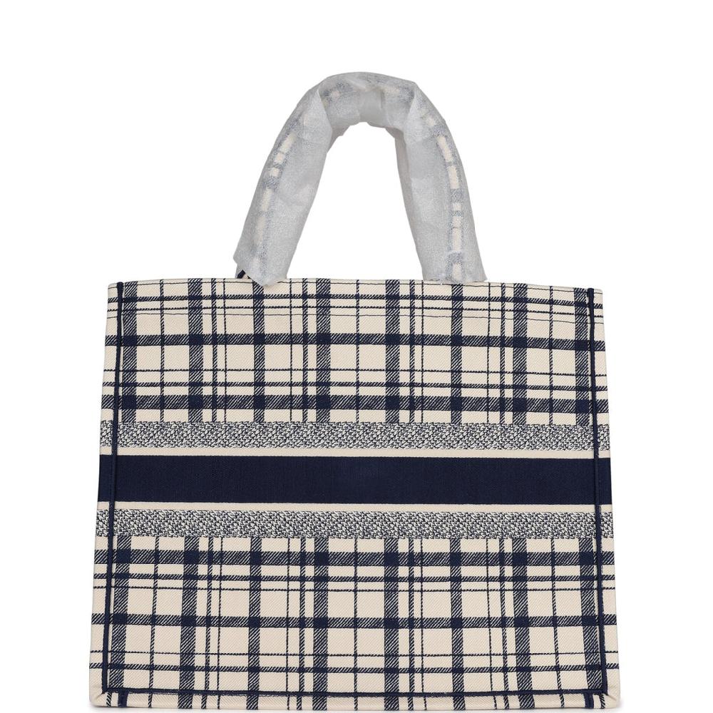 Christian Dior Blue And White Canvas Check'n' Large Book Tote