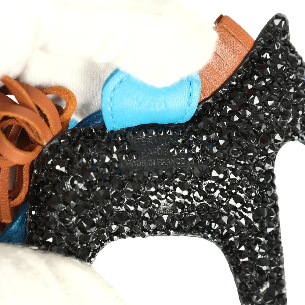 Custom Black Swarovski Crystal Hermes Rodeo Bag Charm PM Black Bleu Zanzibar & Gold Milo Lambskin