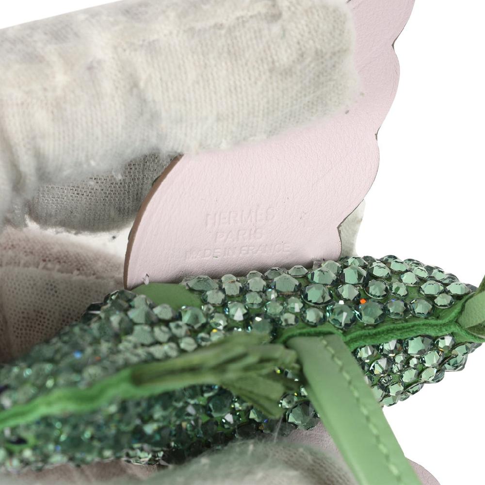 Custom Green Swarovski Crystal Hermes Pegasus Rodeo Bag Charm PM Vert Yucca/Vert Criquet/Mauve Pale Milo Lambskin