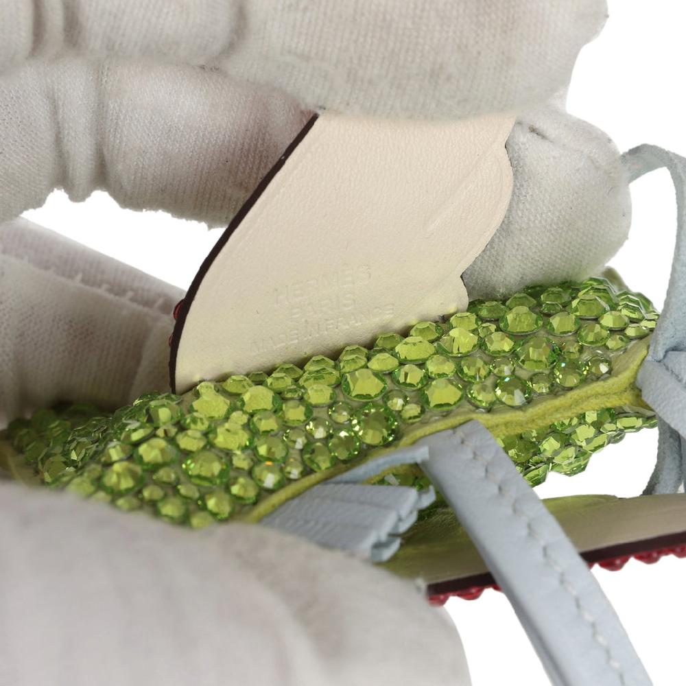 Custom Swarovski Crystal Hermes Pegasus Rodeo Bag Charm PM Jaune Bourgeone/Nata/Bleu Brume Milo Lambskin