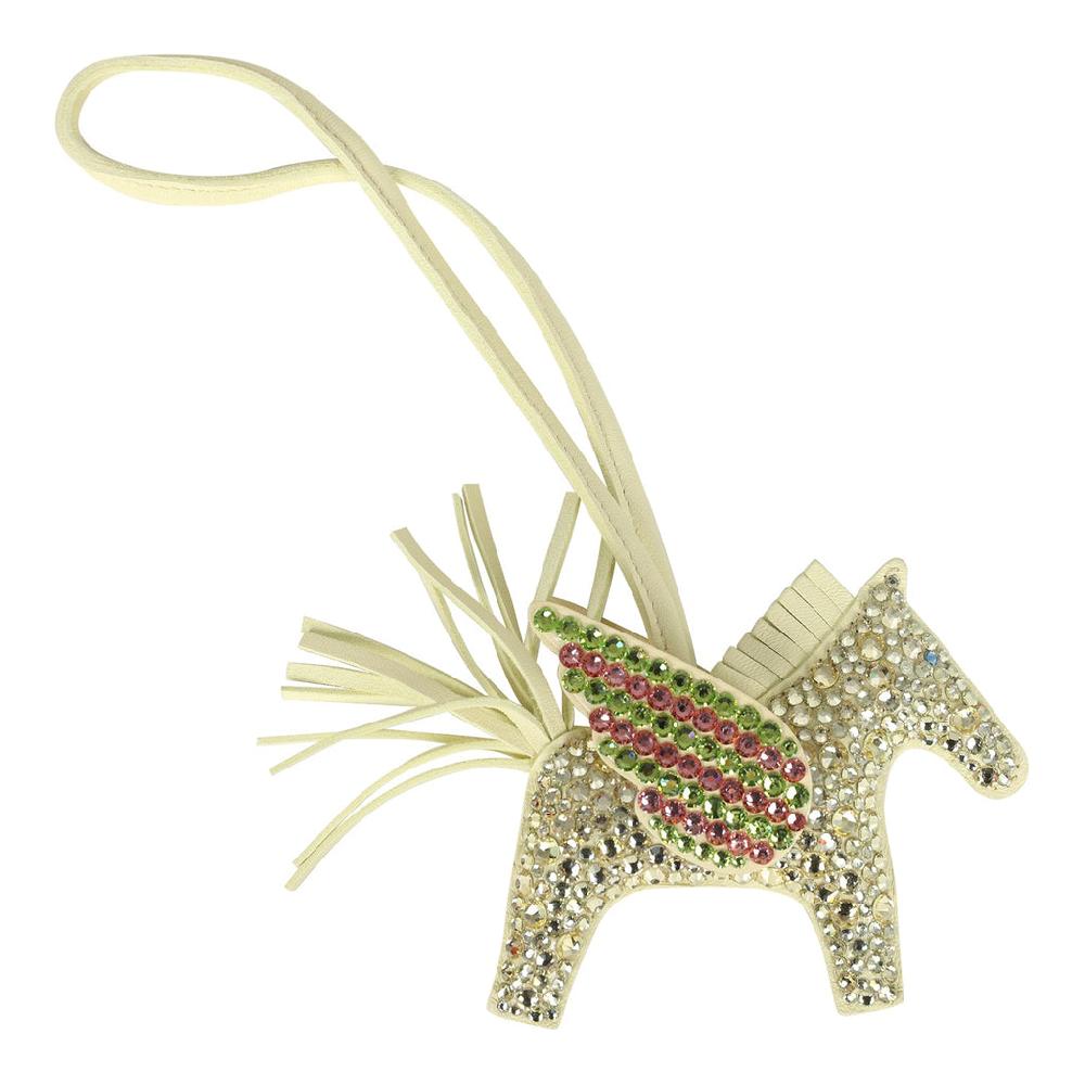 Custom Yellow Swarovski Crystal Hermes Pegase Bedazzled Rodeo Bag Charm PM Jaune Milton Milo Lambskin