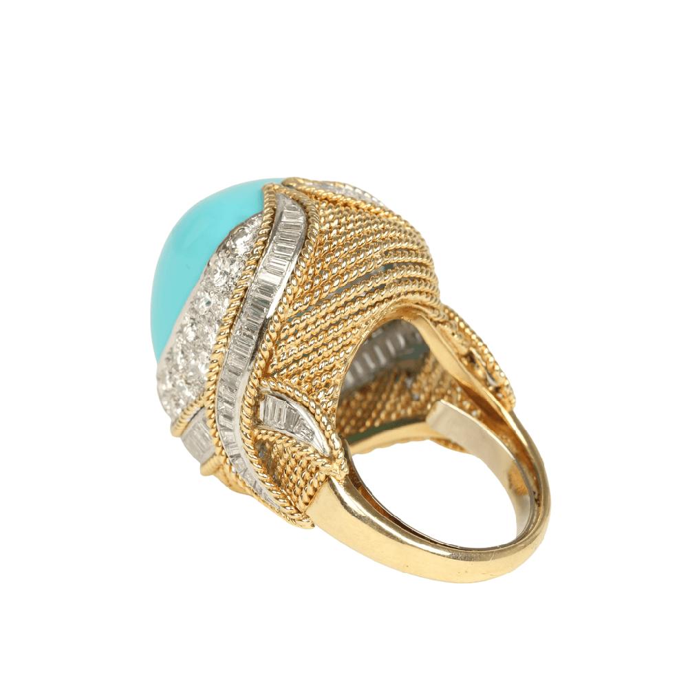 For Future Reference Vintage 1970s Turquoise And Diamond Cocktail Ring