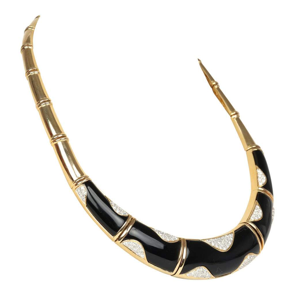 For Future Reference Vintage 1980s Onyx And Diamond Collar Necklace