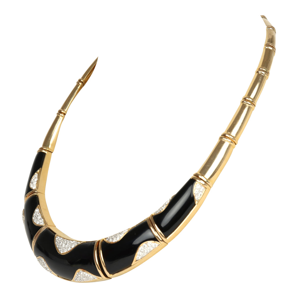 For Future Reference Vintage 1980s Onyx And Diamond Collar Necklace