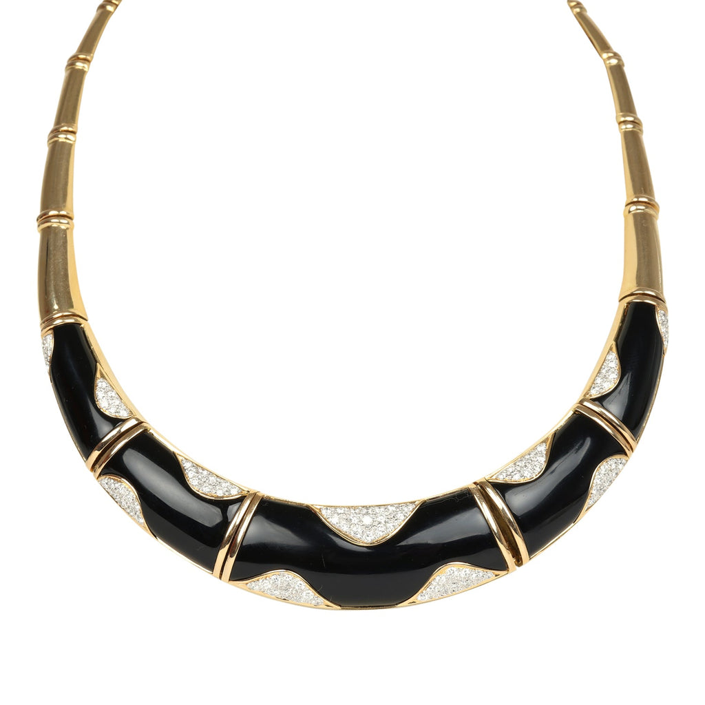 For Future Reference Vintage 1980s Onyx and Diamond Collar Necklace