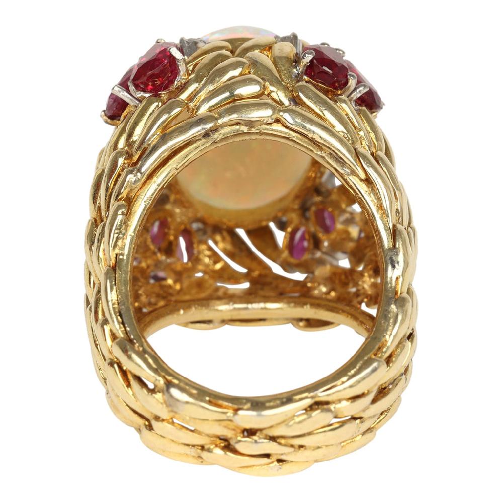 For Future Reference Vintage 1980s Opal Ruby And Diamond Cocktail Ring