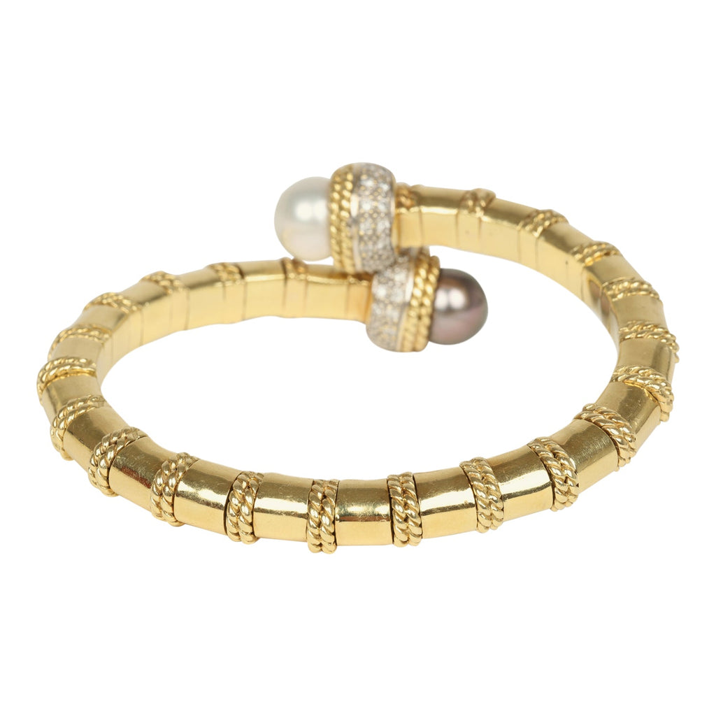 For Future Reference Vintage 1980s Pearl And Diamond Wrap Bangle