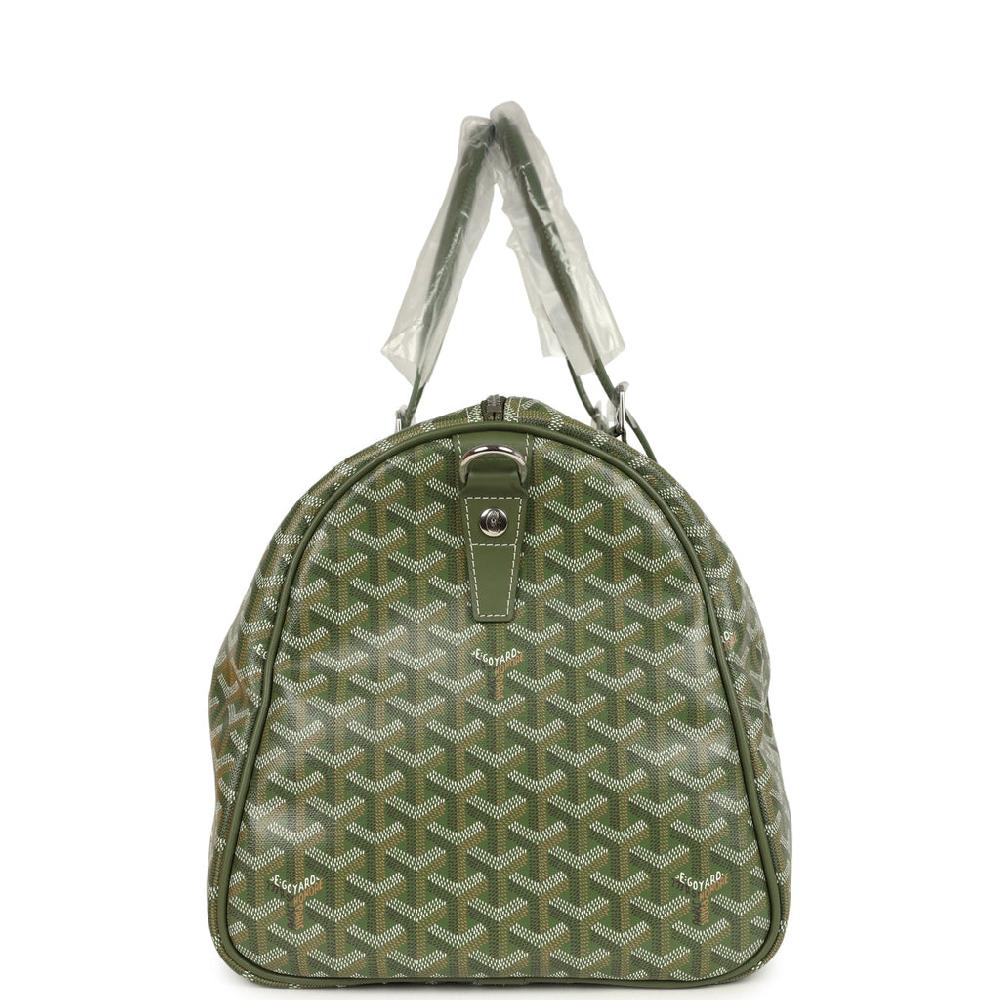 Goyard Boston 50 Bag Khaki Goyardine Canvas & Cervon Calfskin Palladium Hardware