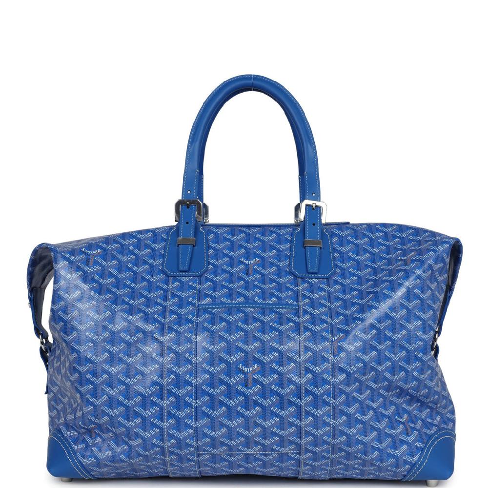Goyard Bowling 45 Bag Sky Blue Goyardine Canvas and Cervon Calfskin Palladium Hardware