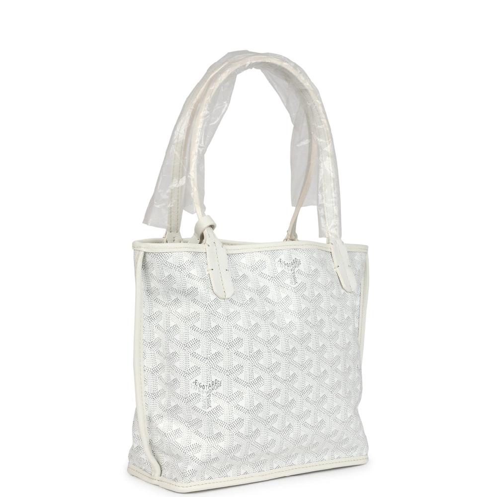 Goyard Goyardine Anjou White Mini Bag Palladium Hardware