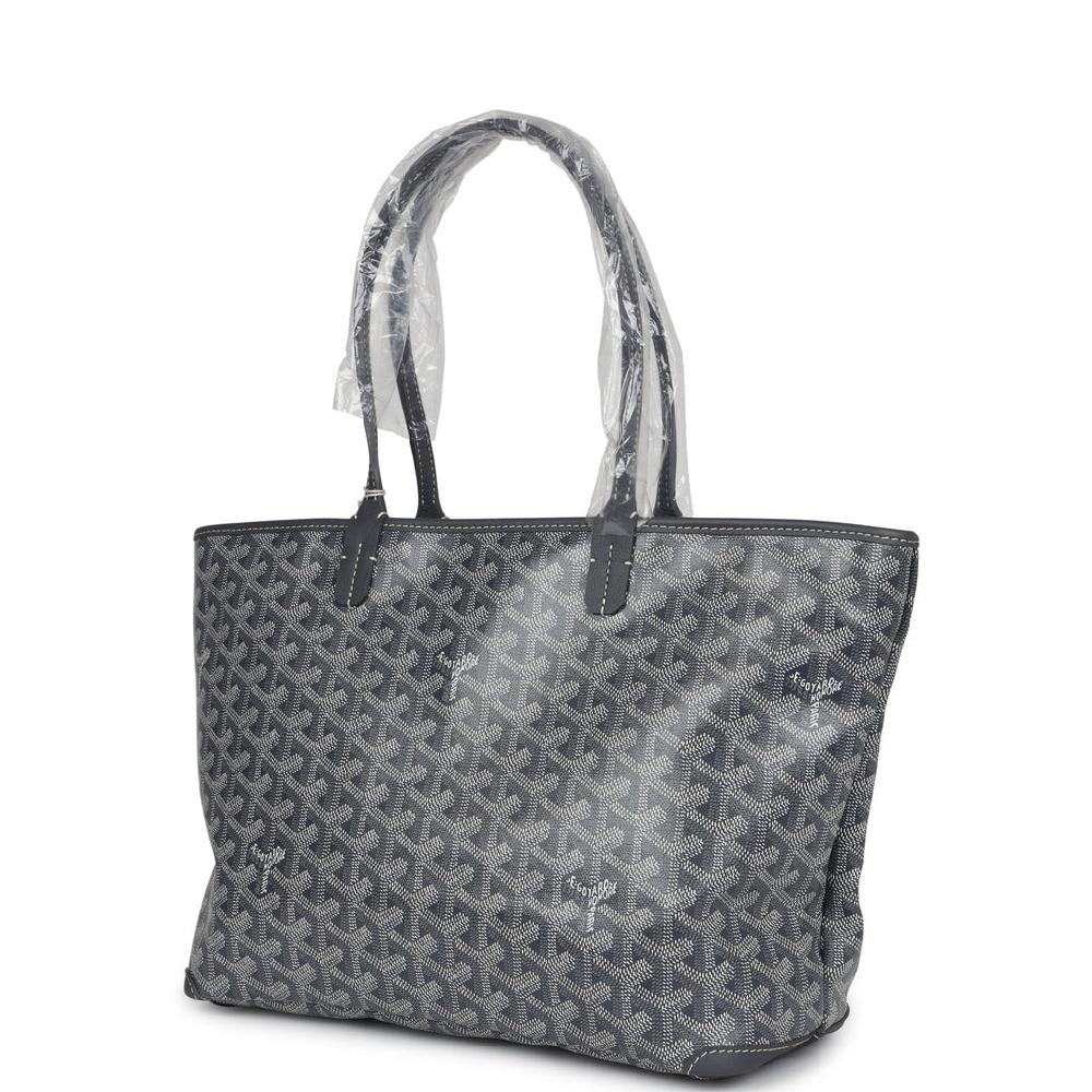 Goyard Goyardine Artois Tote PM Grey Canvas & Chevroches Calfskin Palladium Hardware