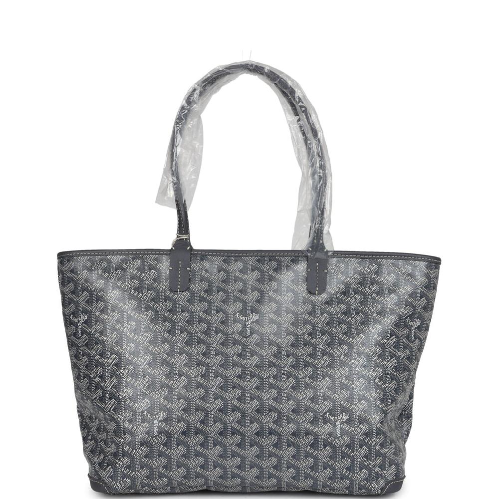 Goyard Goyardine Artois Tote PM Grey Canvas & Chevroches Calfskin Palladium Hardware