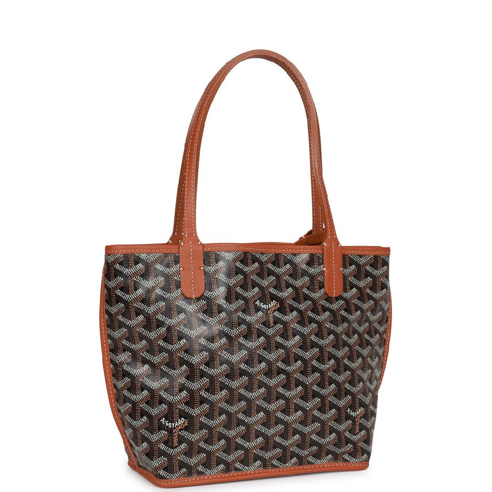 Goyard Goyardine Black Anjou Mini Reversible Tote Bag Palladium Hardware