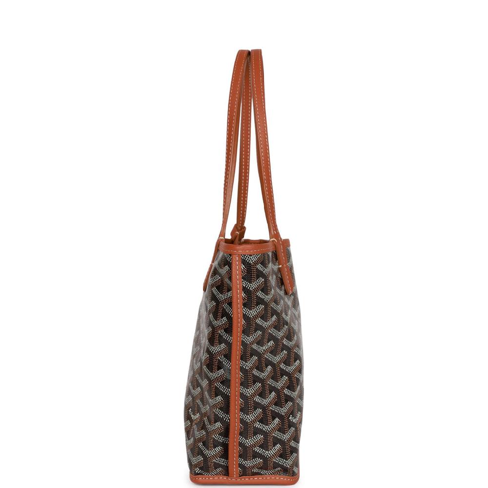 Goyard Goyardine Black Anjou Mini Reversible Tote Bag Palladium Hardware