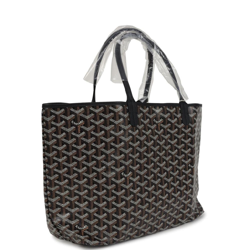 Goyard Goyardine Black Saint Louis PM Tote Bag Palladium Hardware