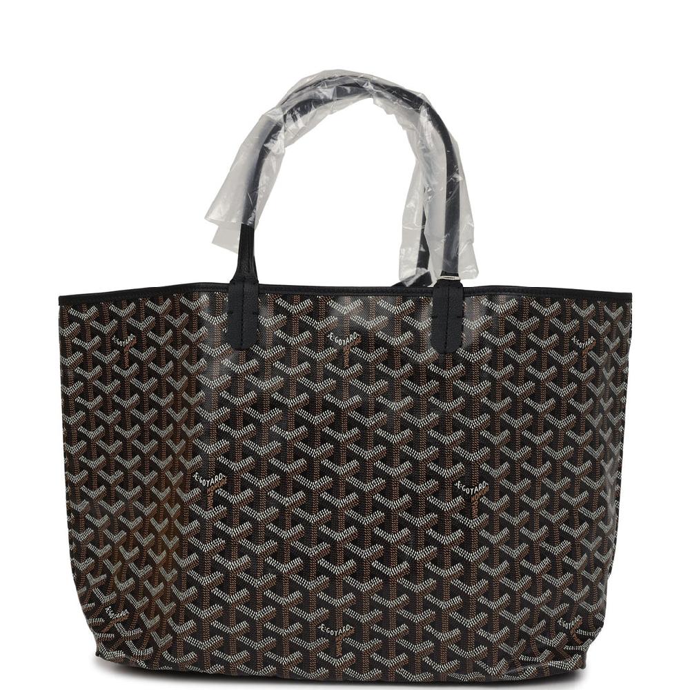 Goyard Goyardine Black Saint Louis PM Tote Bag Palladium Hardware