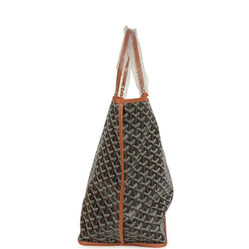 Goyard Goyardine Canvas Black And Brown Anjou GM Tote Bag Palladium Hardware