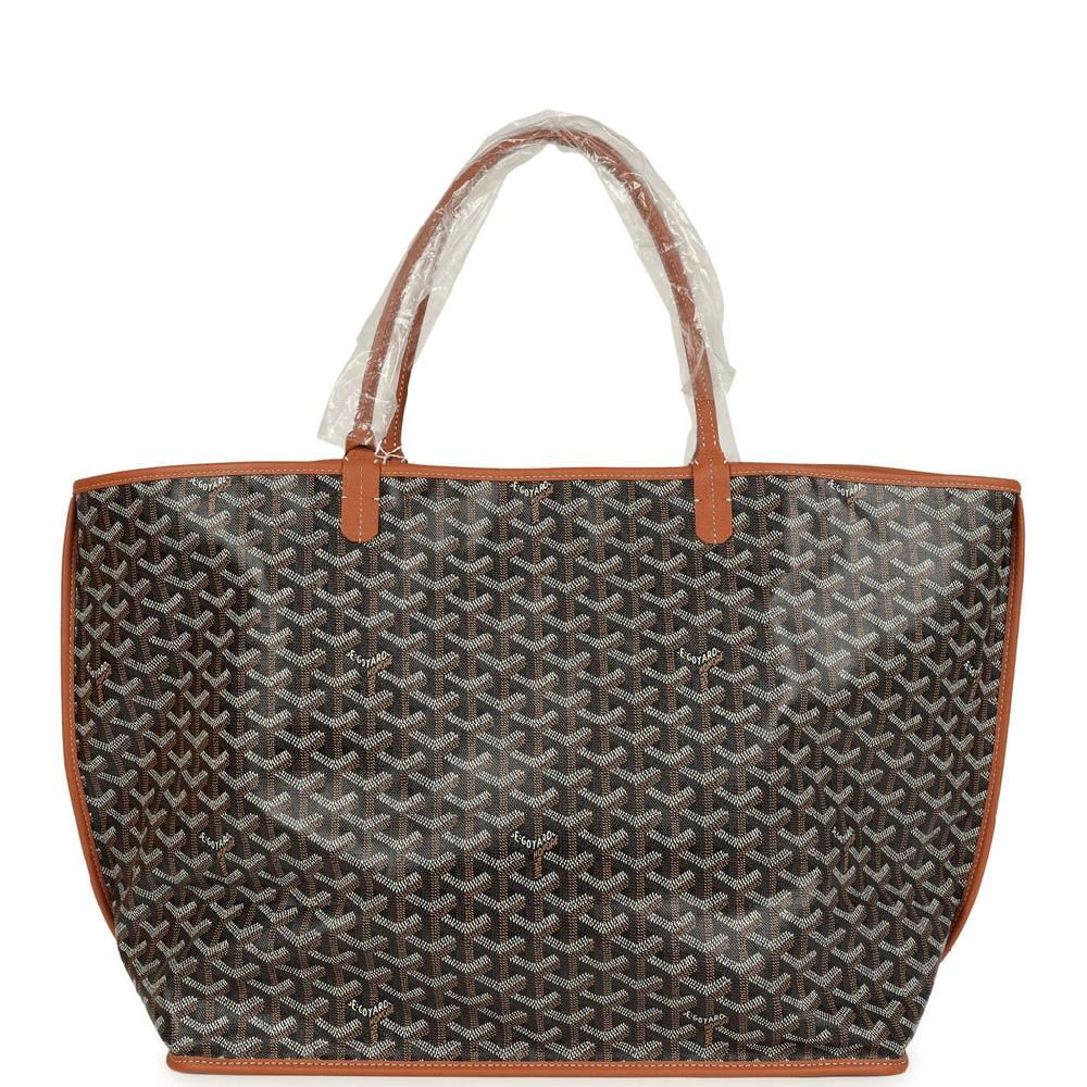 Goyard Goyardine Canvas Black and Brown Anjou GM Tote Bag Palladium Hardware