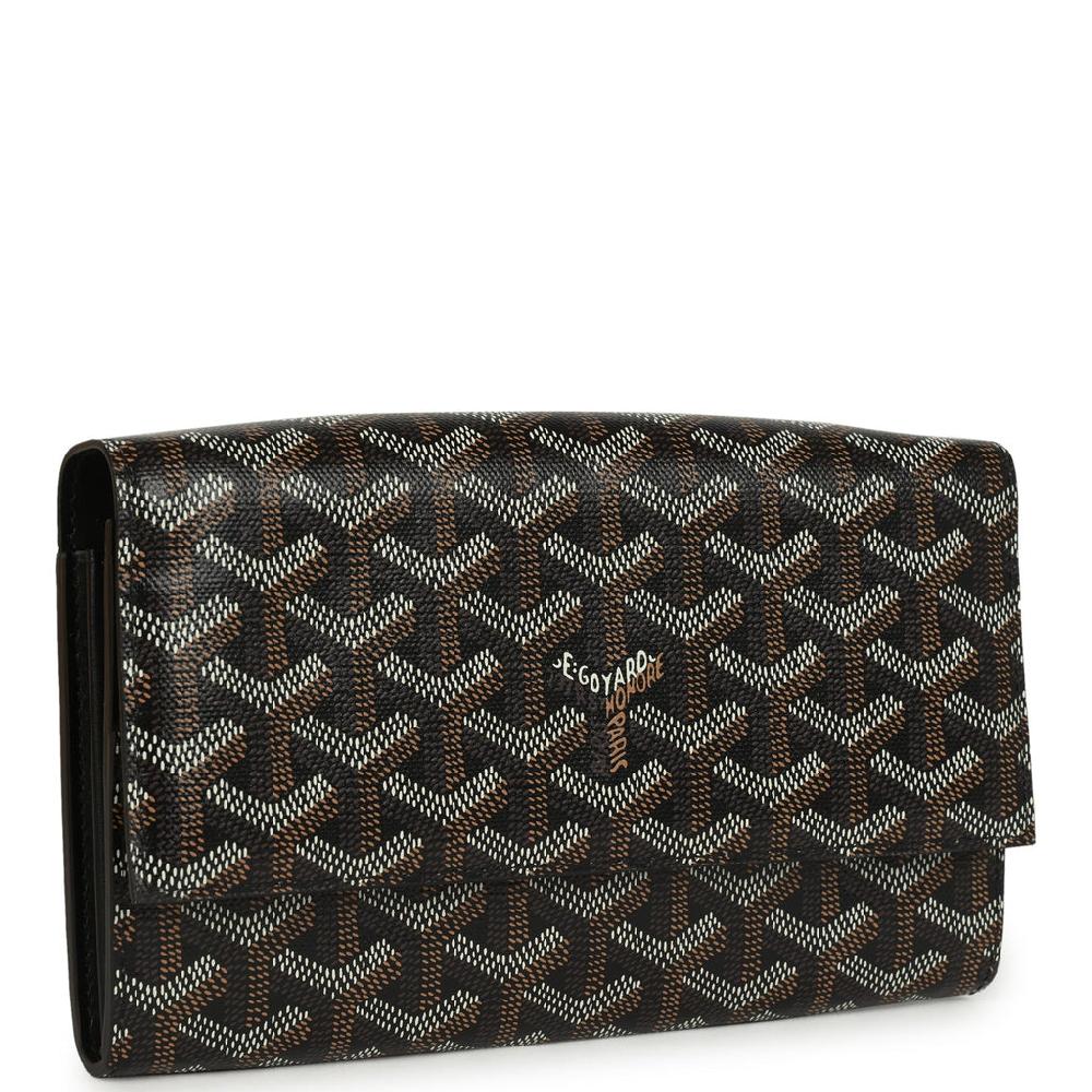 Goyard Goyardine Canvas Black Varenne Continental Wallet Bag Palladium Hardware