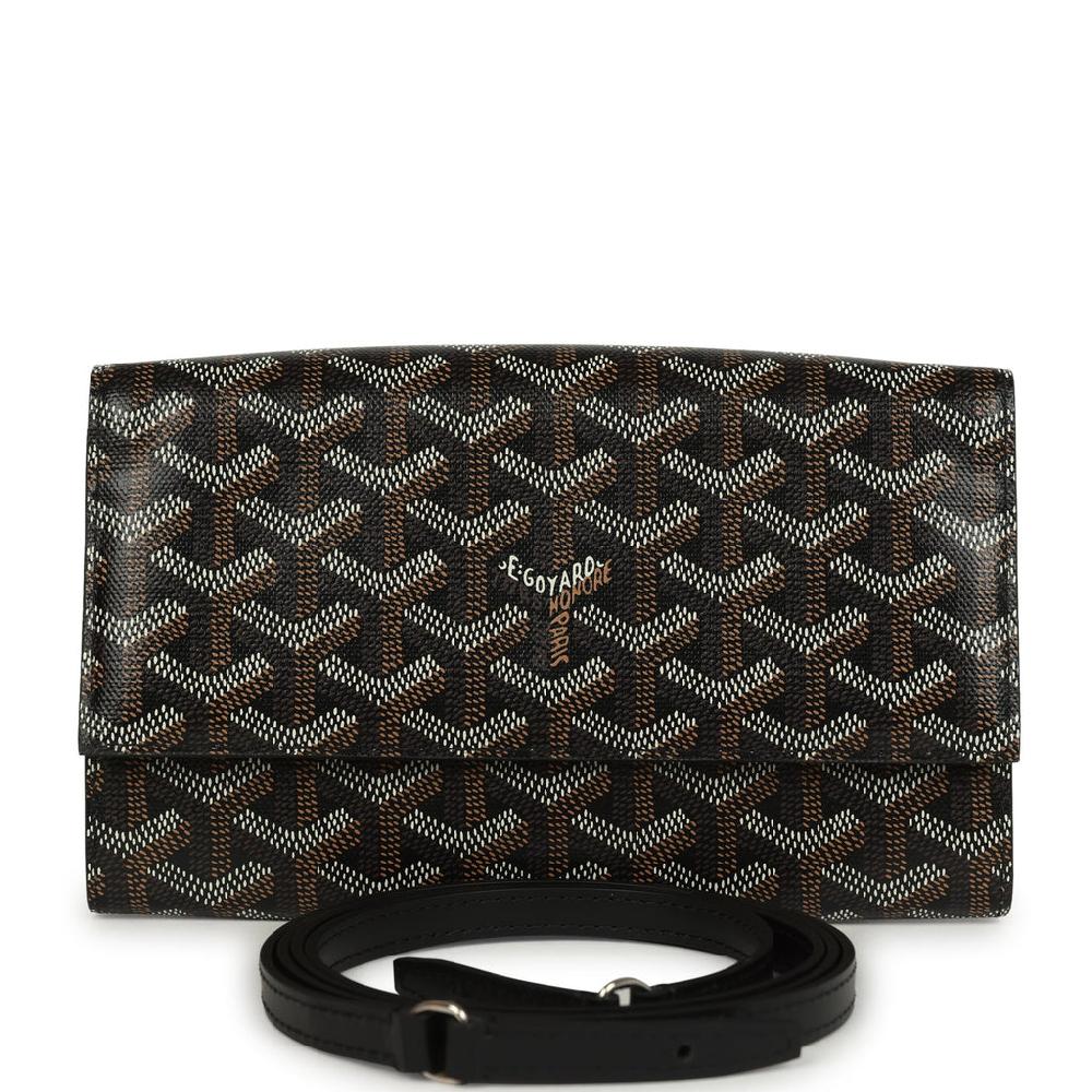 Goyard Goyardine Canvas Black Varenne Continental Wallet Bag Palladium Hardware