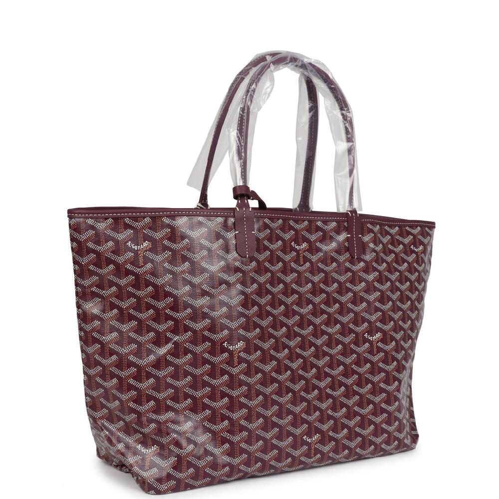 Goyard Goyardine Canvas Burgundy Saint Louis PM Tote Palladium Hardware