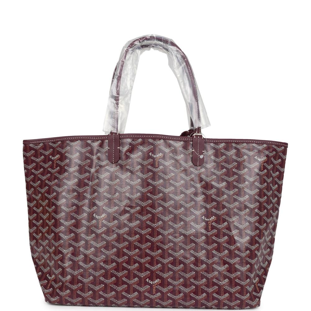 Goyard Goyardine Canvas Burgundy Saint Louis PM Tote Palladium Hardware