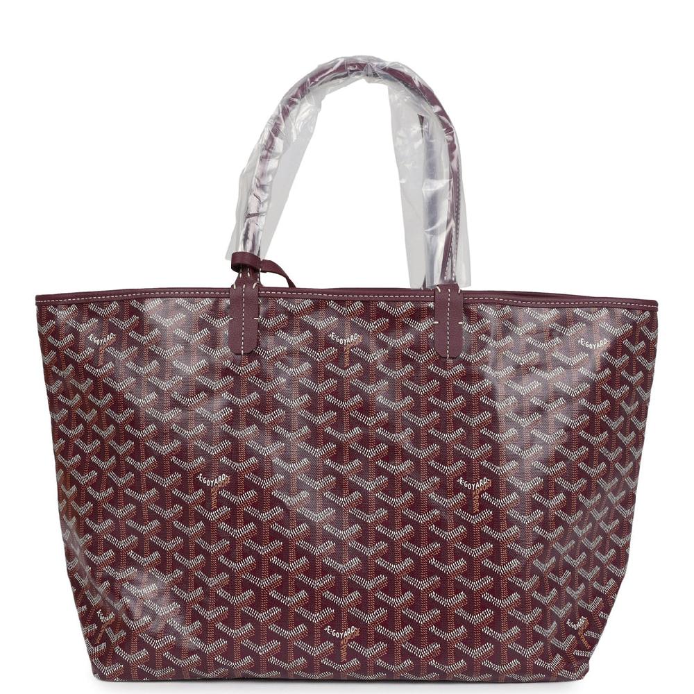 Goyard Goyardine Canvas Burgundy Saint Louis PM Tote Palladium Hardware
