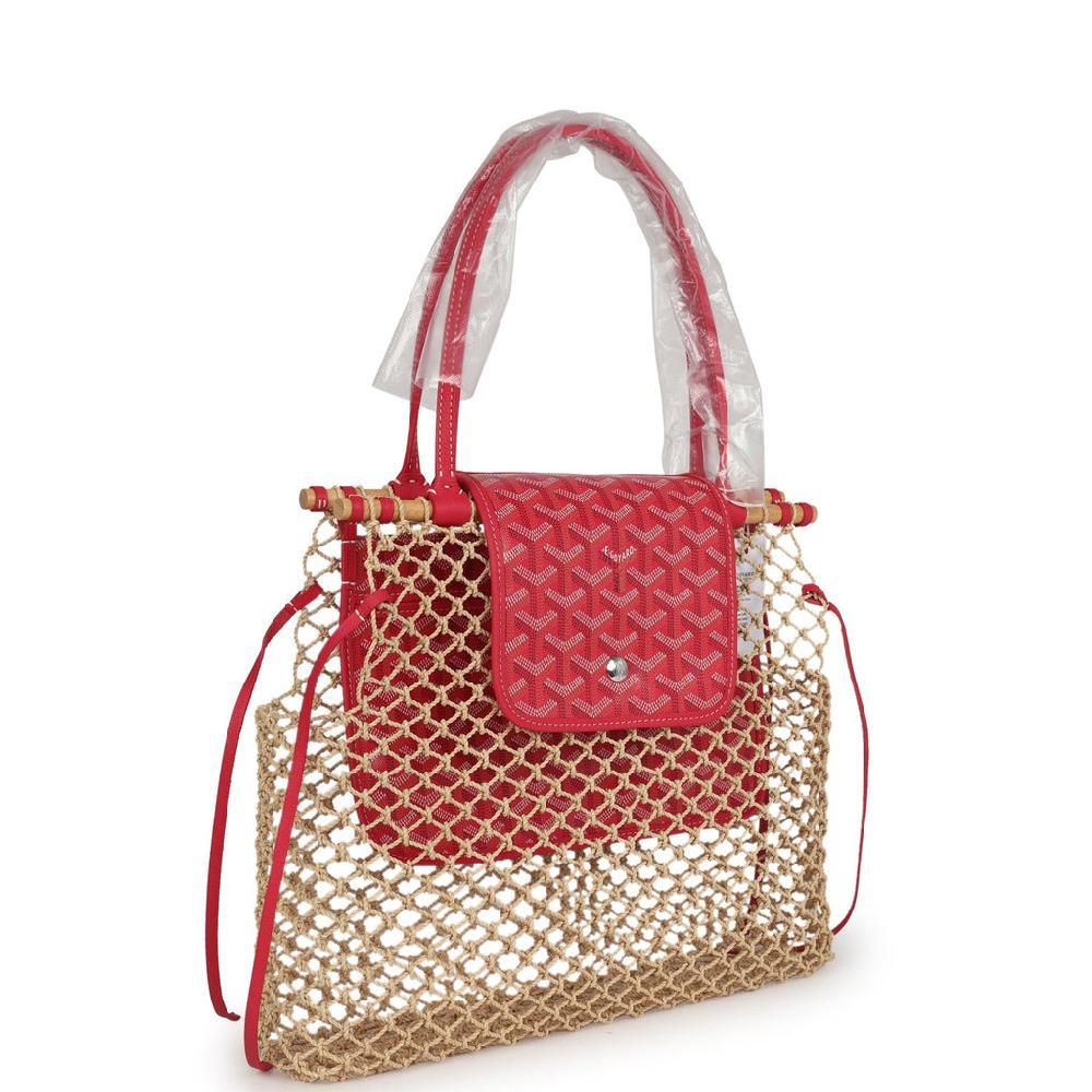 Goyard Goyardine Canvas Fuchsia Aligre Bag Raffia Net Palladium Hardware