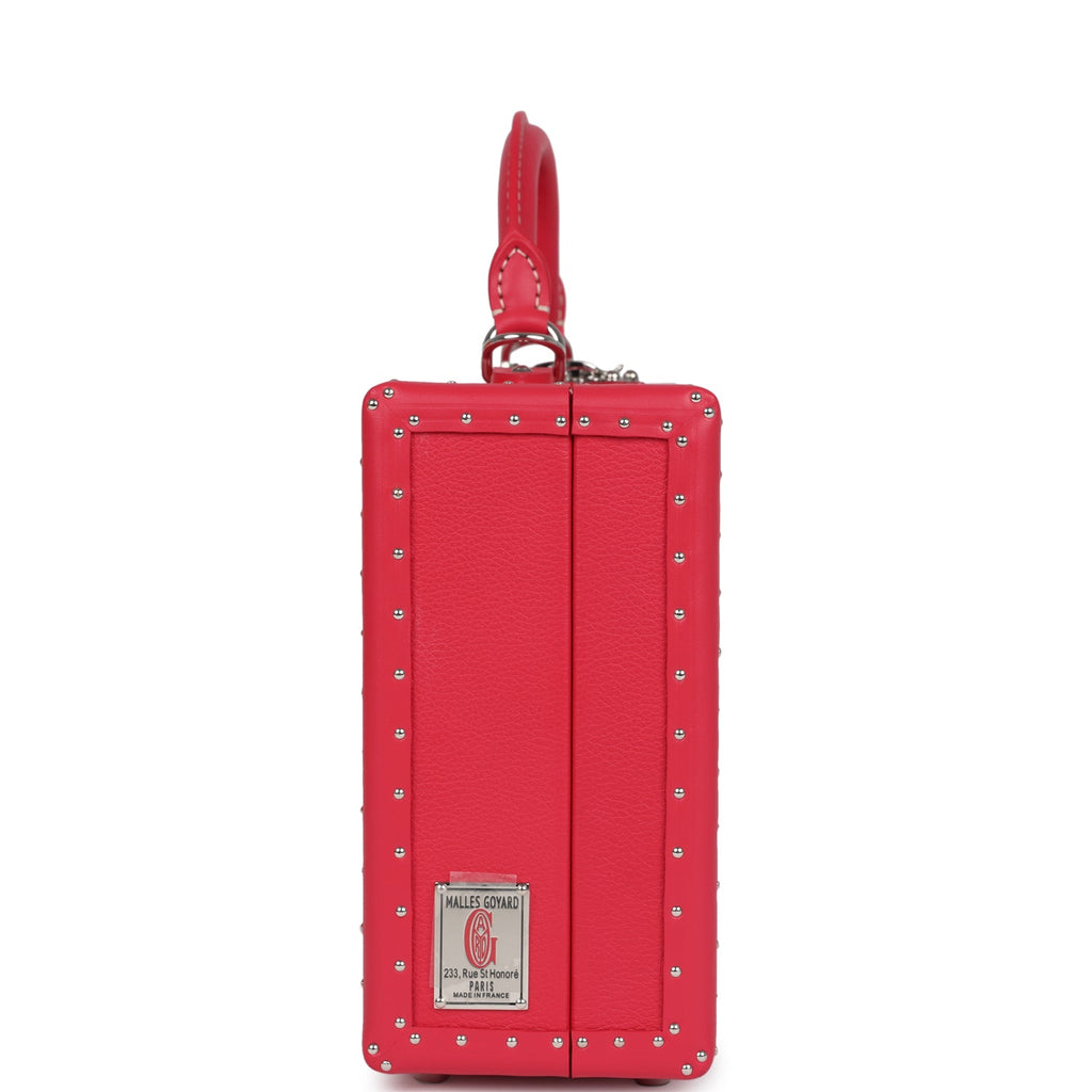 Goyard Goyardine Canvas Fuchsia Grand Hotel Marquetry Trunk PM Bag Palladium Hardware