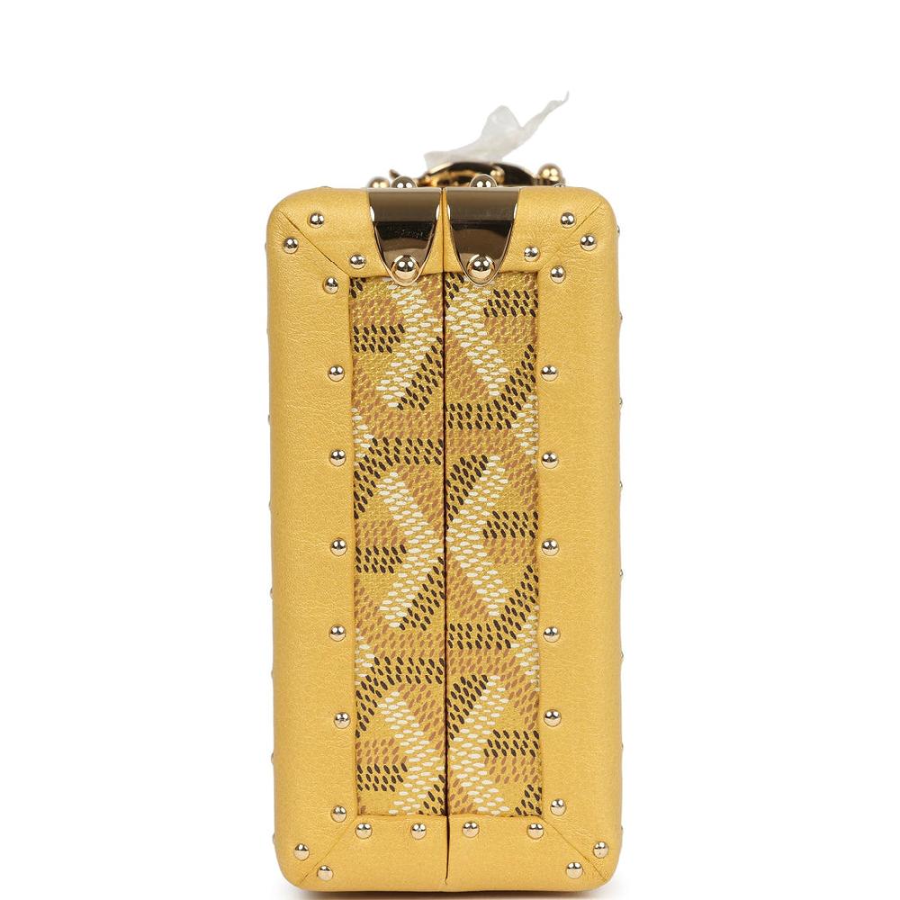 Goyard Goyardine Canvas Gold Minaudière Trunk Bag Gold Hardware