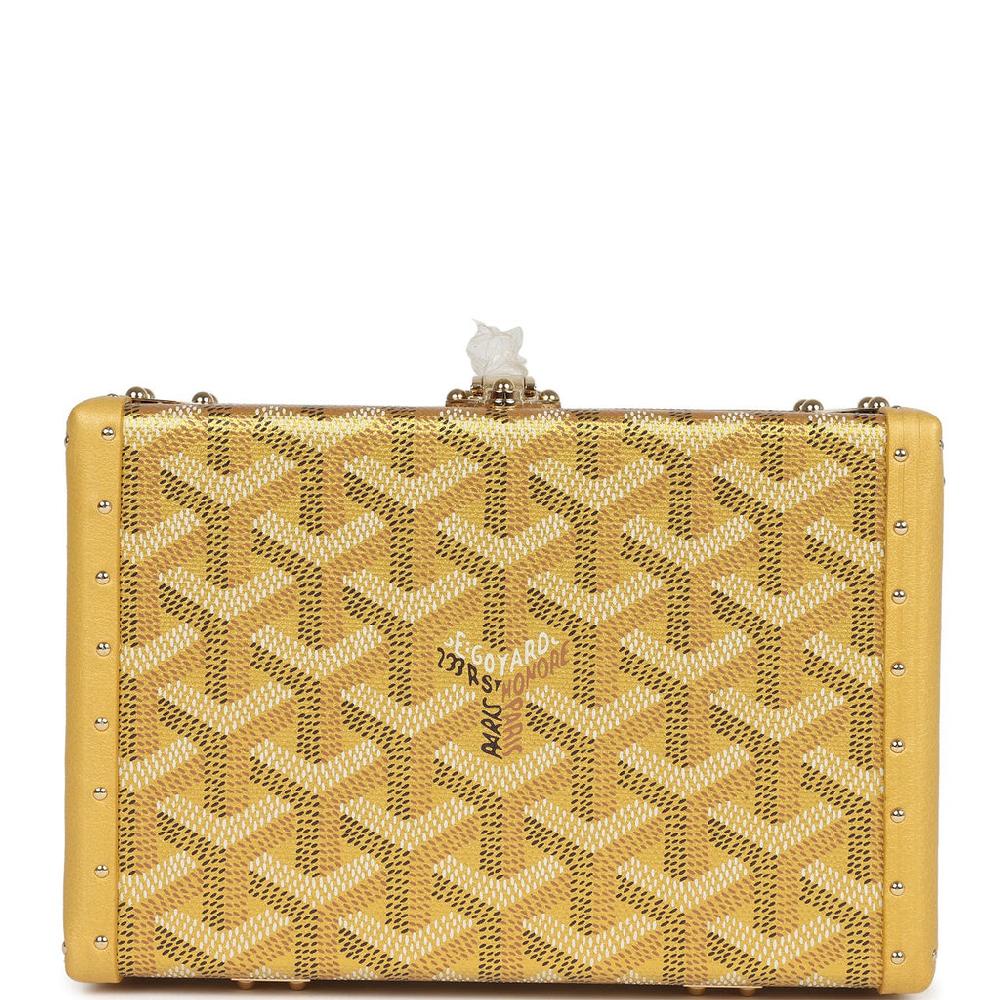 Goyard Goyardine Canvas Gold Minaudière Trunk Bag Gold Hardware