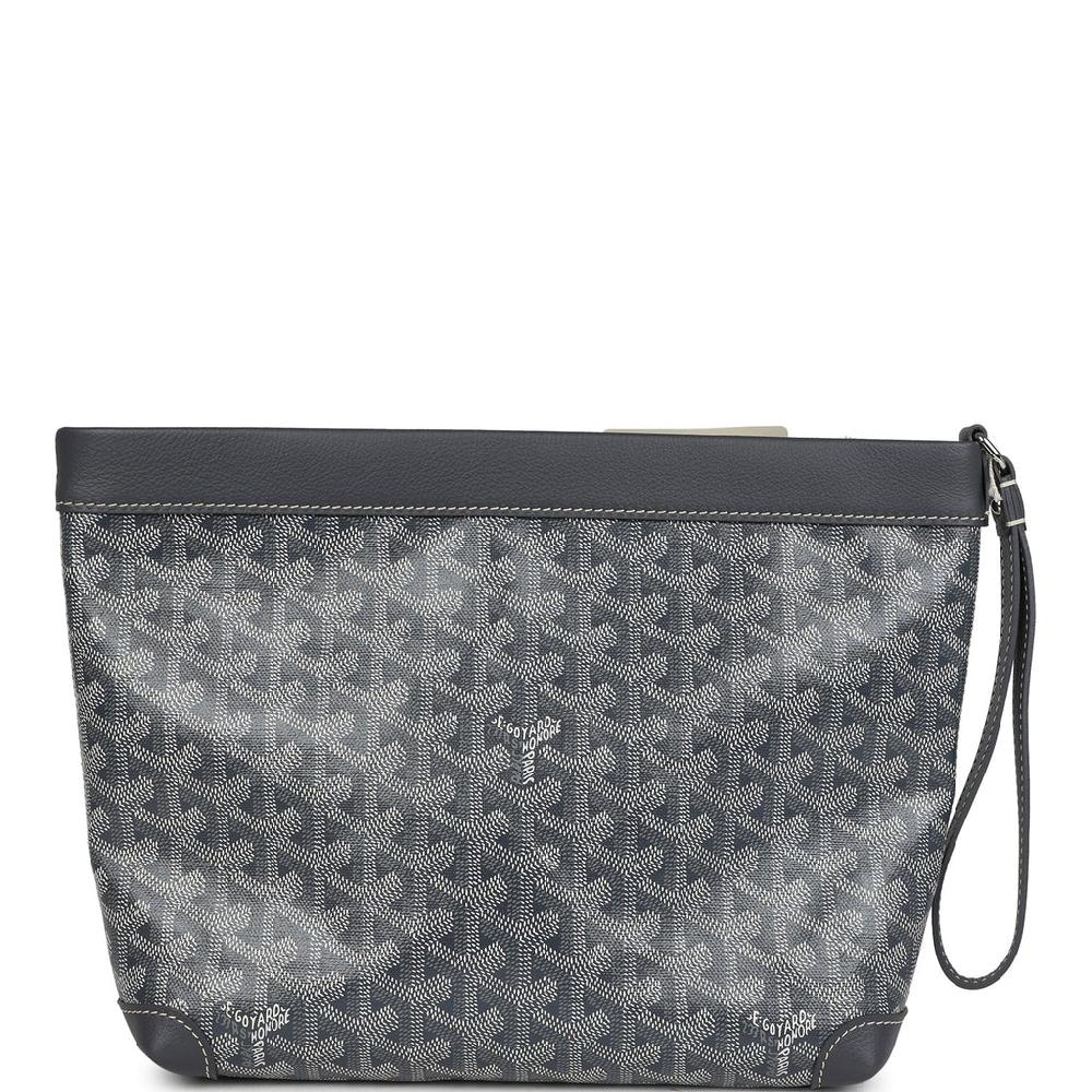 Goyard Goyardine Canvas Grey Conti Pouch Palladium Hardware