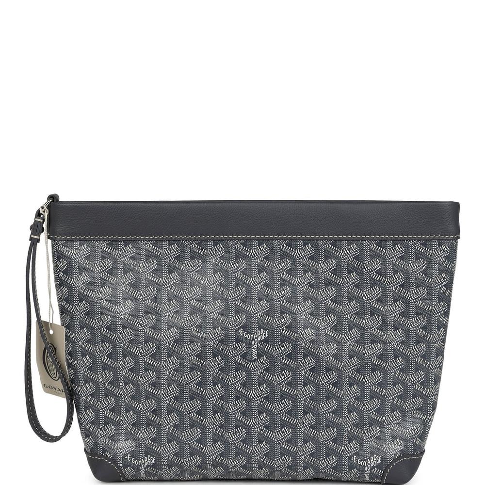 Goyard Goyardine Canvas Grey Conti Pouch Palladium Hardware