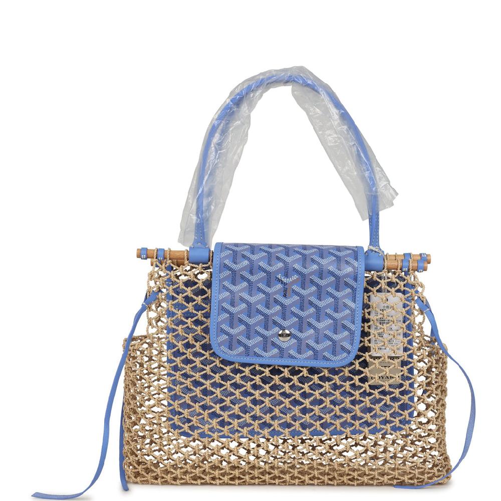 Goyard Goyardine Canvas Iris Aligre Bag Raffia Net Palladium Hardware