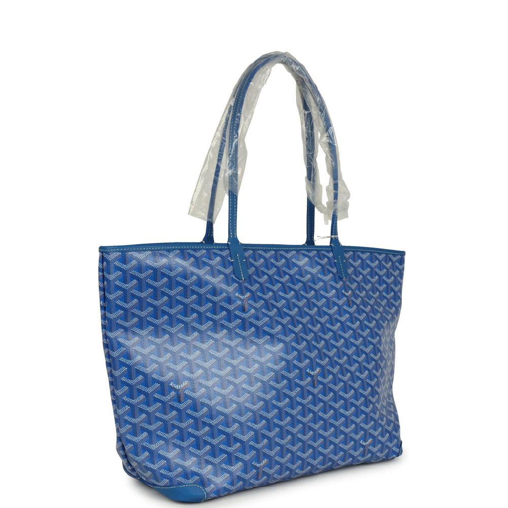 Goyard Goyardine Canvas Sky Blue Artois MM Tote Palladium Hardware