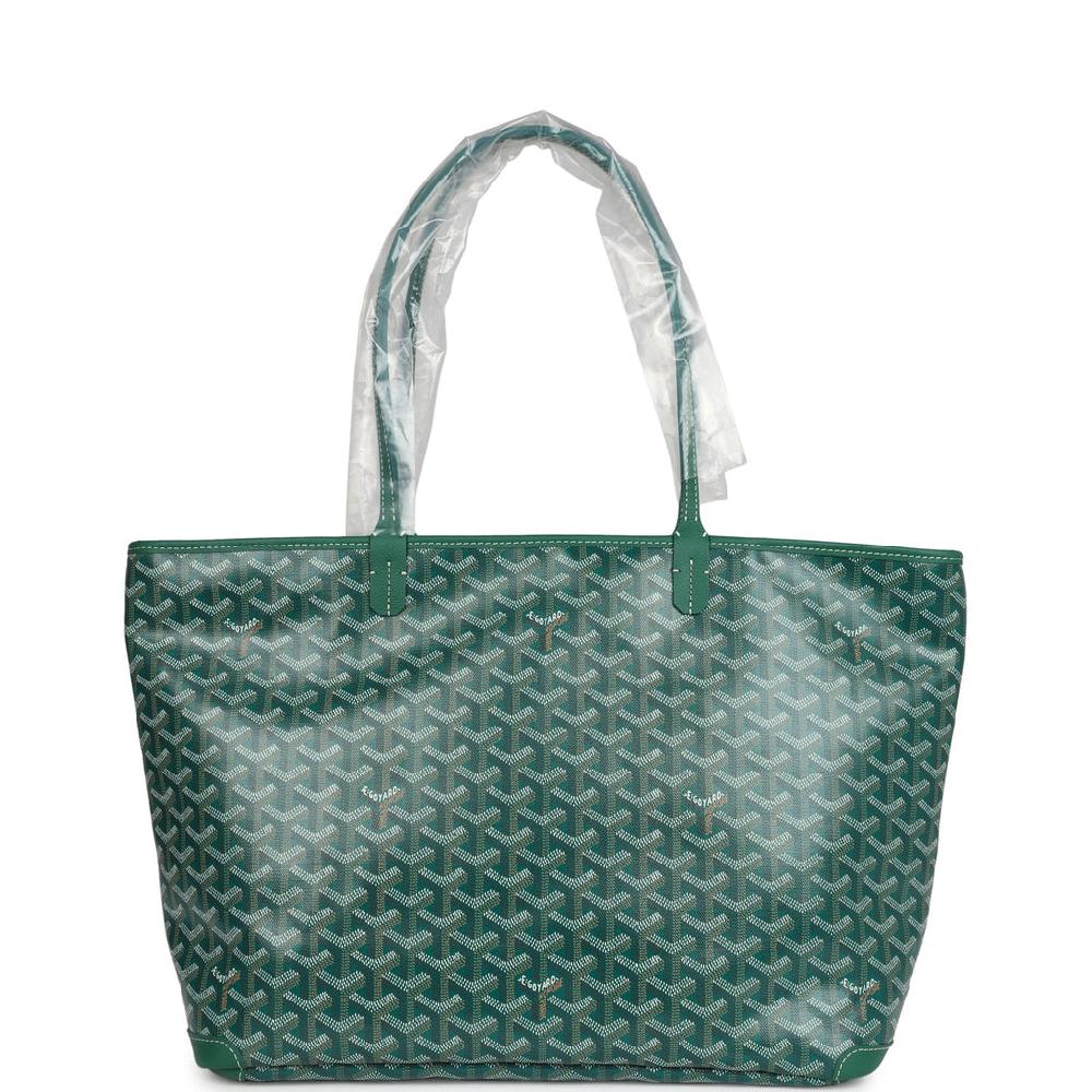 Goyard Goyardine Green Artois MM Tote Palladium Hardware