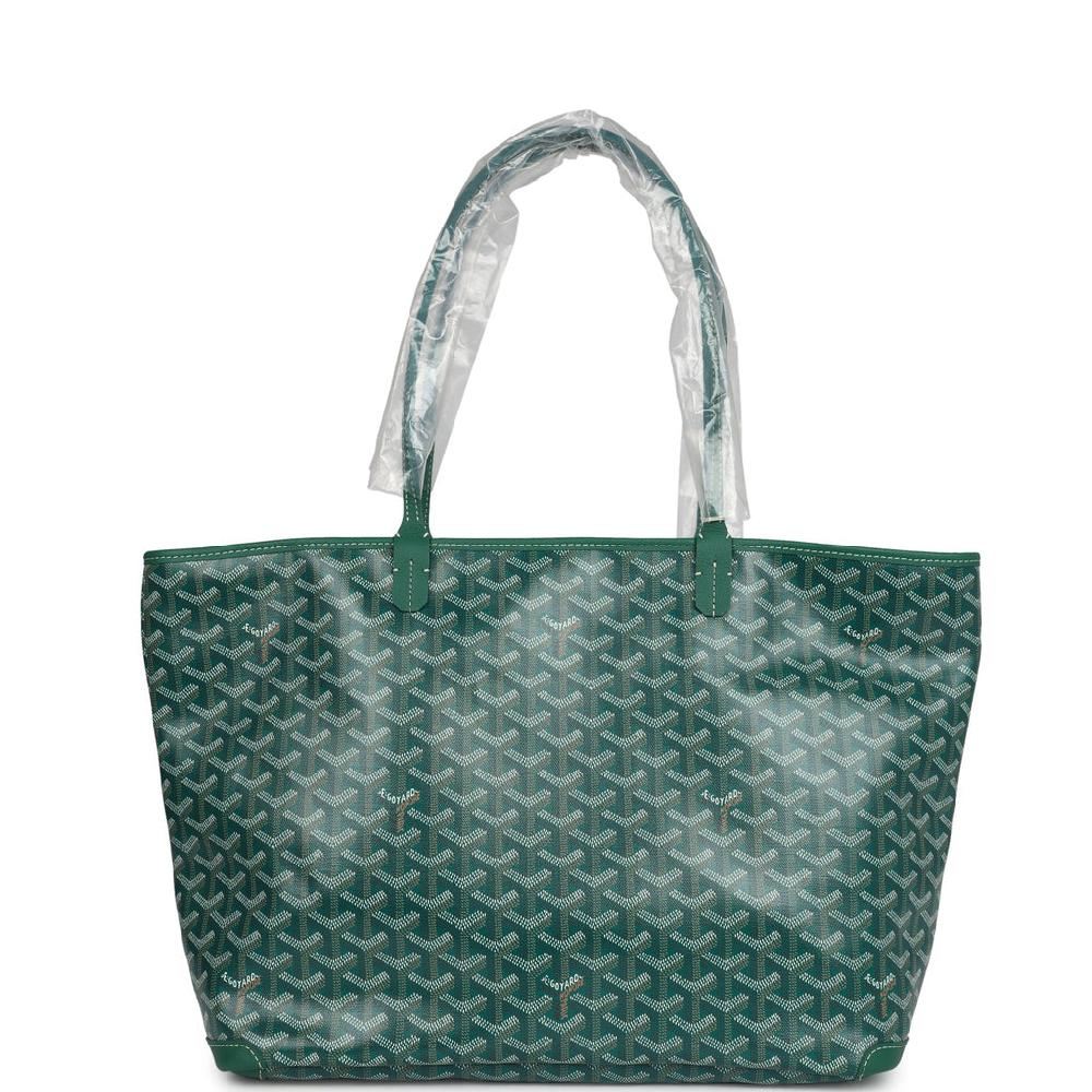 Goyard Goyardine Green Artois MM Tote Palladium Hardware
