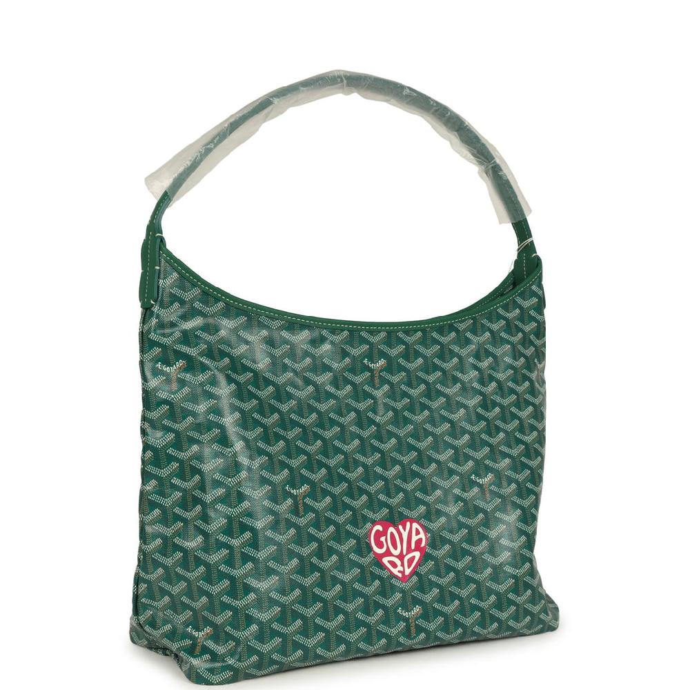 Goyard Goyardine Green Boheme Hobo Bag Palladium Hardware