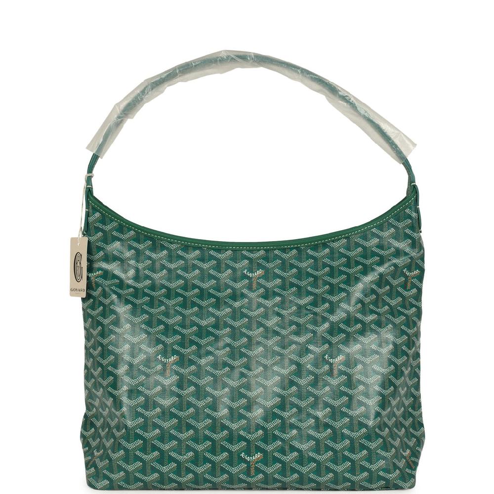 Goyard Goyardine Green Boheme Hobo Bag Palladium Hardware