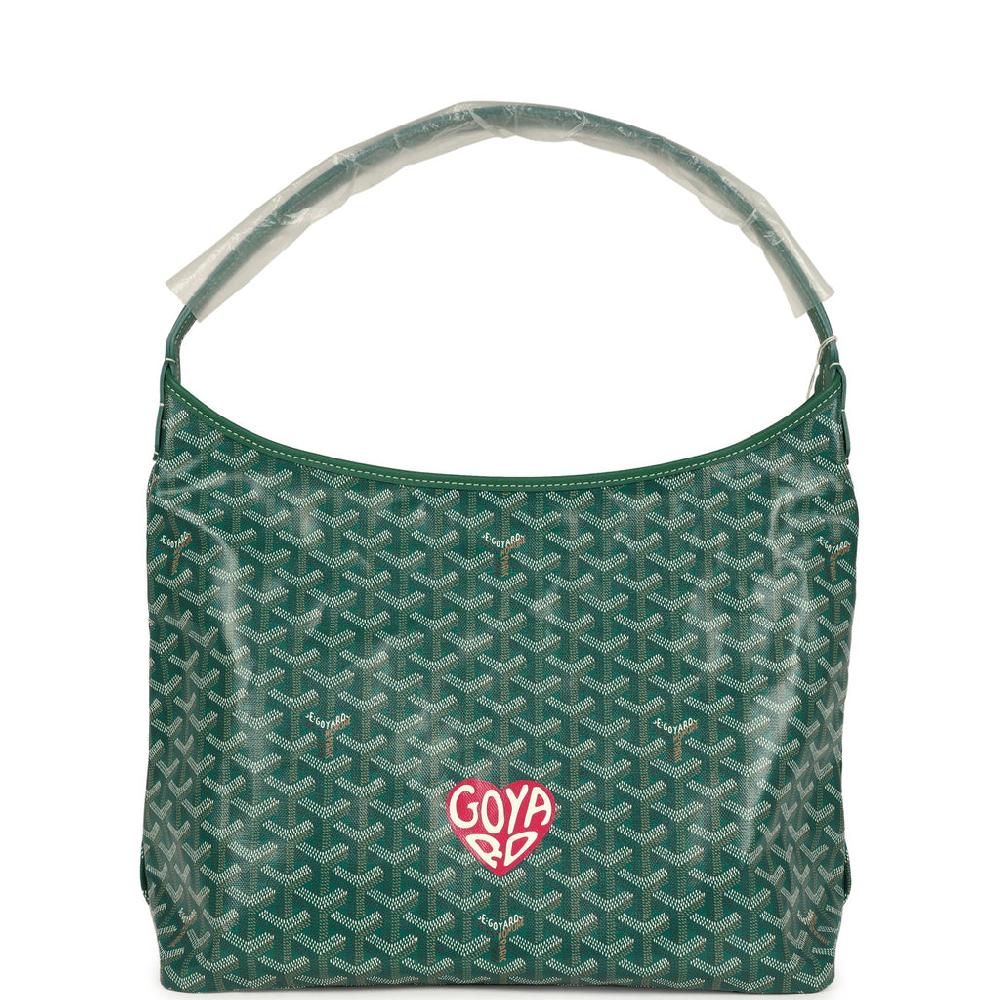 Goyard Goyardine Green Boheme Hobo Bag Palladium Hardware