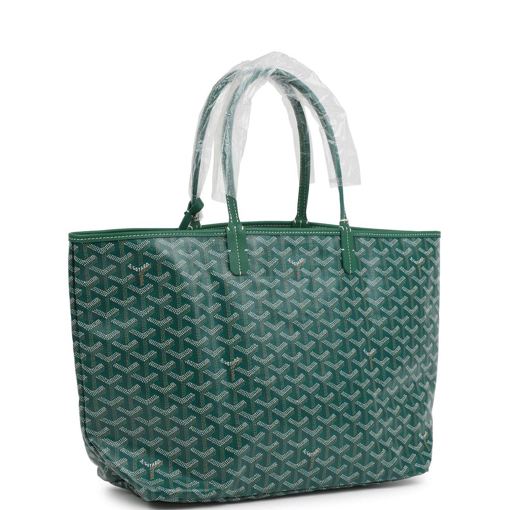 Goyard Goyardine Green Saint Louis PM Tote Bag Palladium Hardware