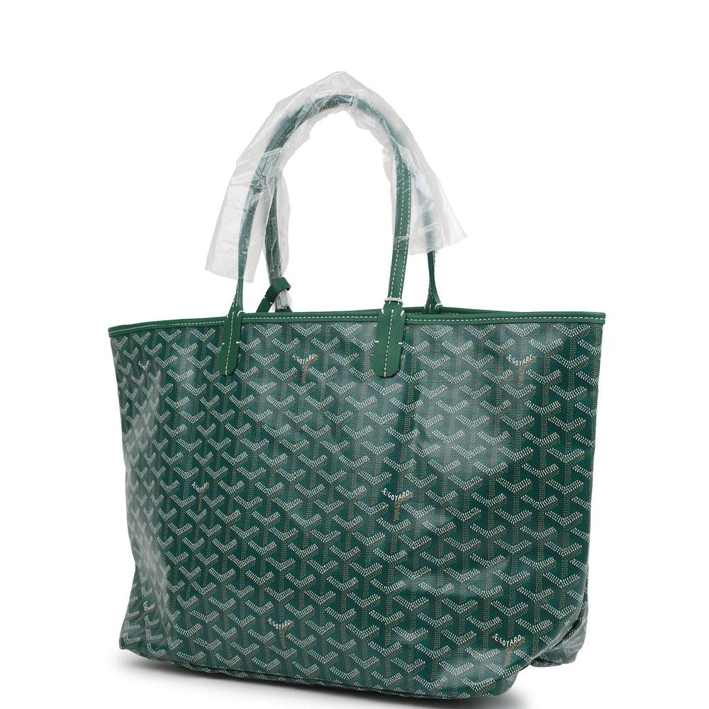 Goyard Goyardine Green Saint Louis PM Tote Bag Palladium Hardware
