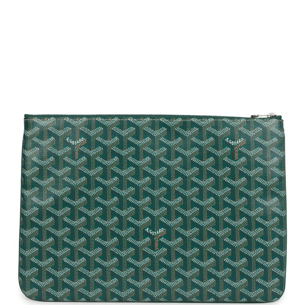 Goyard Goyardine Green Senat MM Pouch Palladium Hardware