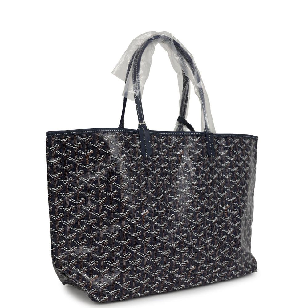 Goyard Goyardine Navy Saint Louis PM Tote Bag Palladium Hardware