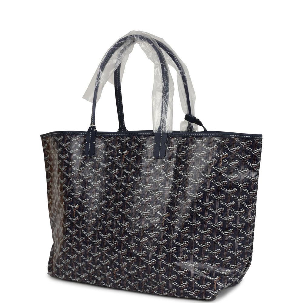 Goyard Goyardine Navy Saint Louis PM Tote Bag Palladium Hardware