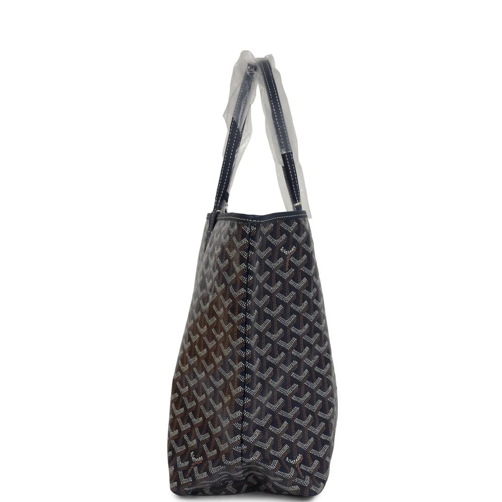 Goyard Goyardine Navy Saint Louis PM Tote Bag Palladium Hardware