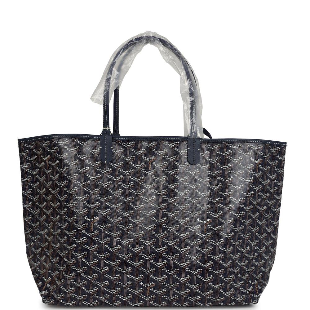 Goyard Goyardine Navy Saint Louis PM Tote Bag Palladium Hardware