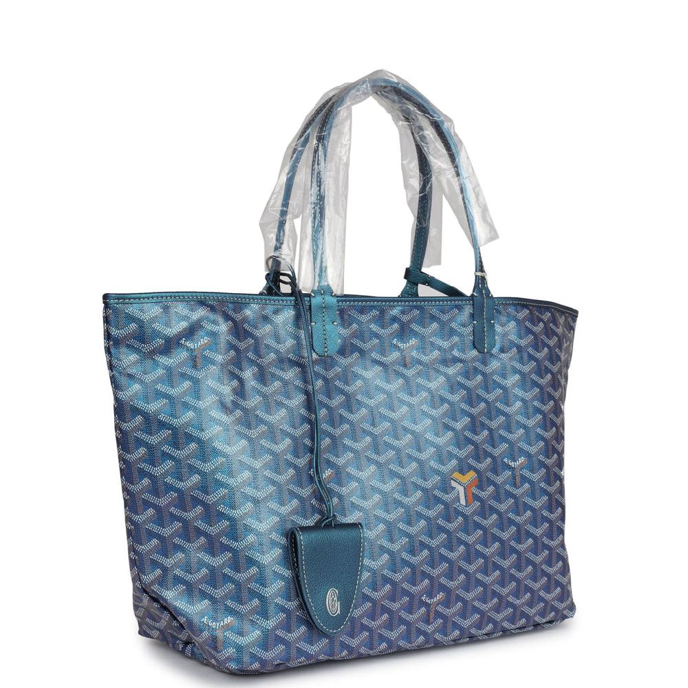 Goyard Goyardine Pearly Blue Saint Louis PM Tote Bag Palladium Hardware