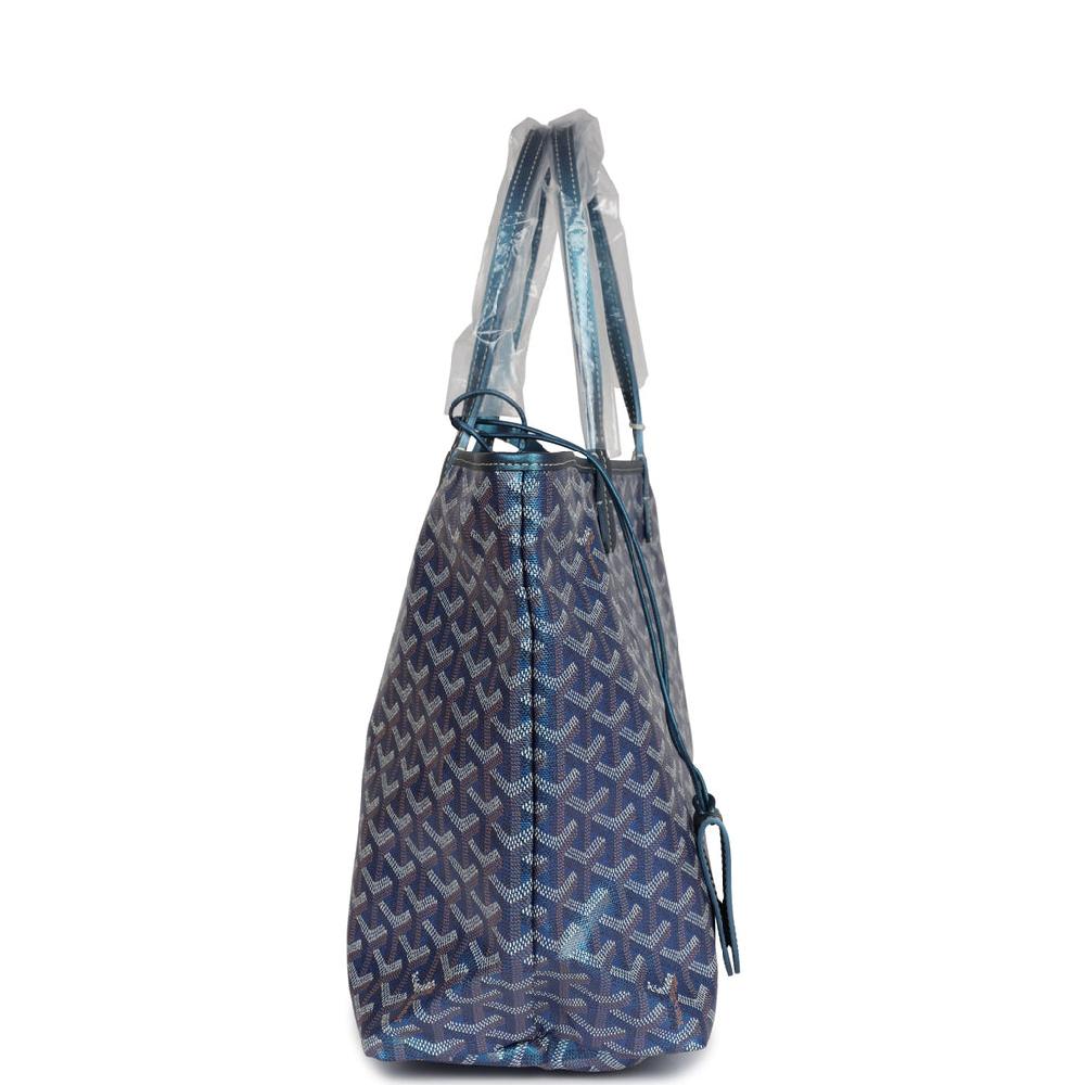 Goyard Goyardine Pearly Blue Saint Louis PM Tote Bag Palladium Hardware
