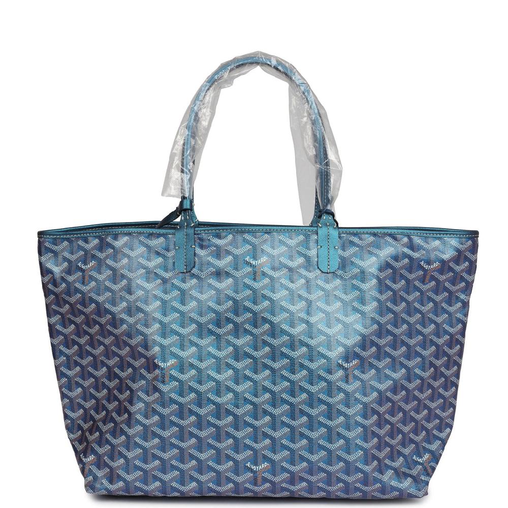 Goyard Goyardine Pearly Blue Saint Louis PM Tote Bag Palladium Hardware